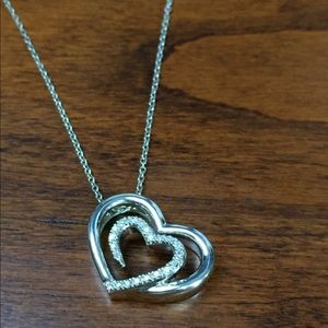 Sterling Silver Diamond heart pendant & Necklace